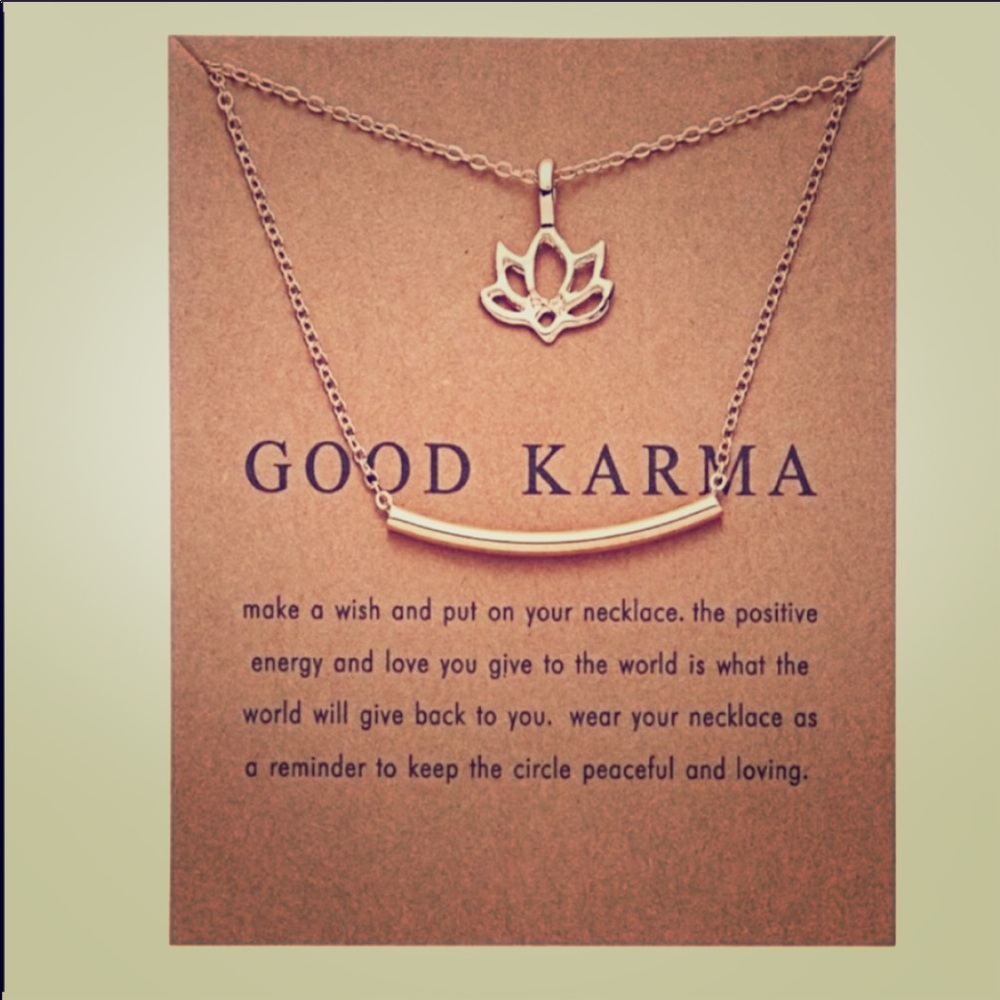 Good Karma Lotus necklace with card
